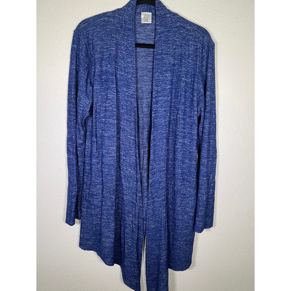 Hello Mello Carefree Threads Flyaway Cardigan Womens XL Blue Marl Travel Pouch